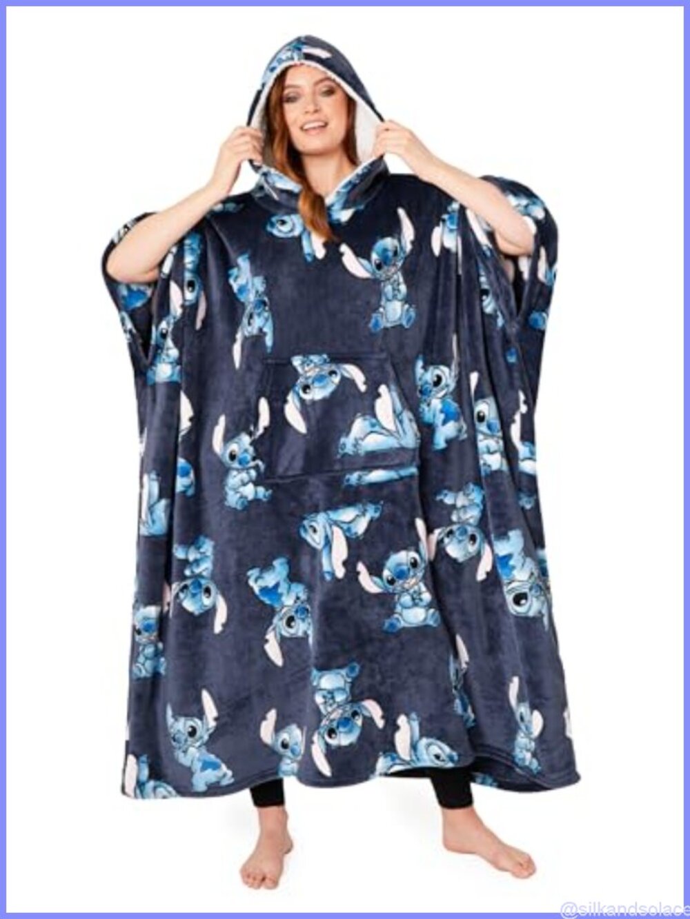 Disney Stitch Oversized Fleece Hoodie Blanket Sherpa Hood One Size